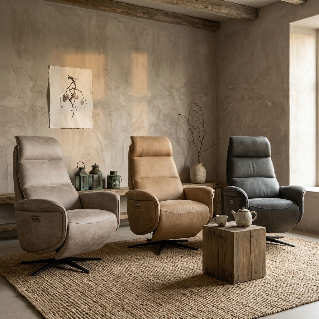 Theye, Relaxfauteuil · stuurbare rug — Leer of stof